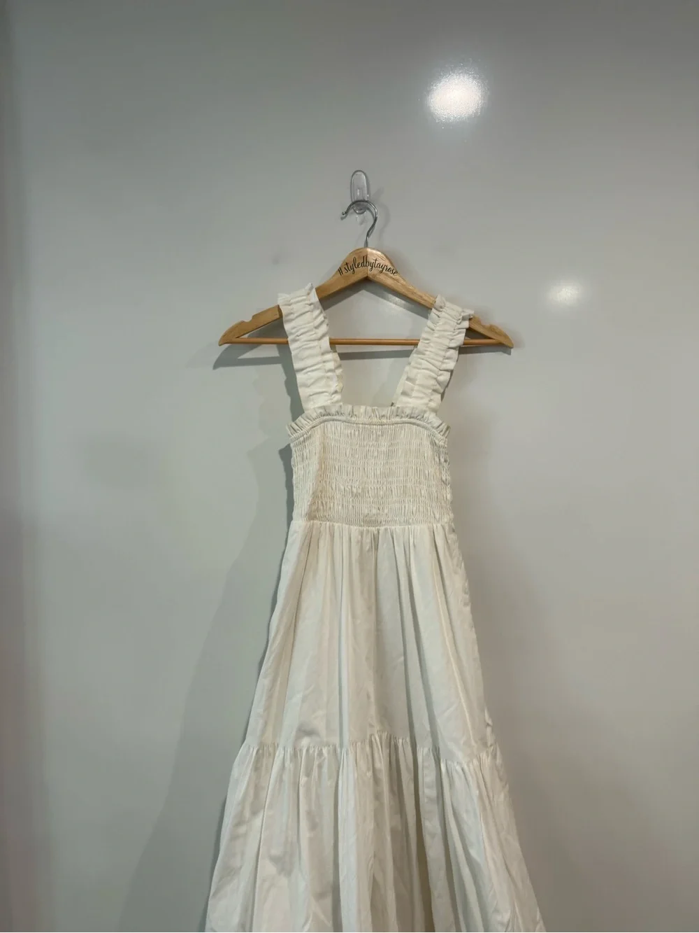Abercrombie & Fitch White Smocked Maxi Tiered Dress